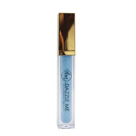 Lip Gloss from Dazzle Me in a clear tube with pale blue gloss and a reflective gold cap